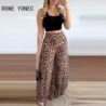 Szín: MULTI S - Elegáns, tömör, ujjatlan, vastag pántos női nadrágszettek Crop top & leopard mintás alsó