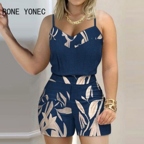 Szín: kék M - Női, szexi, elegáns Cami ujjatlan spagettipántok, nyomott Bodycon rövid szettek
