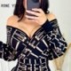 Szín: kék S - Női szexi, vállra húzott, V-nyakú, hosszú ujjú, mini Bodycon partiruhák