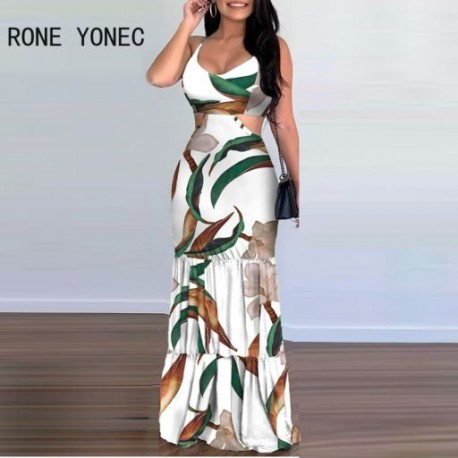 Szín: MULTI XL - Női Elegáns Mély V nyakú Szexi Mindenütt Spagetti pántok Midriff Maxi Szexi buliruhák