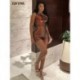Szín: ezüst L - Egy váll Rögzített Römperek Női Body Szexi Ujjatlan Hát nélküli Party Clubwear Overallok Midnight
