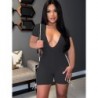 Szín: fekete XXL - Y2k Street Trendy Bodycon játszóruha nőknek Mély V-nyakú, rövid ujjú, elasztikus, magas derekú,