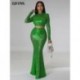 Szín: Champagne L - Csábító flitteres, kétrészes öltöny, női hosszú ujjú garbós felső magas derekú Bodycon Trupmet