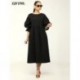 Szín: rózsaszín XXL - Tavasz, nyár női Fit and Flare Maxi ruhák Crewnek Puff Félujjú, Laza Fit Ruha Csípő Magas