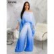Szín: lila L - Chiffon Gradient Color 2 kétrészes nadrágszettek Nyári ruhák nőknek egy vállú, hosszú ujjú pulóver