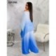Szín: lila L - Chiffon Gradient Color 2 kétrészes nadrágszettek Nyári ruhák nőknek egy vállú, hosszú ujjú pulóver