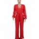 Szín: piros L - 2023 tavaszi nyár redőzött nadrág Női jumpsuit merülő V nyakkivágással, hosszú ujjú Overall Vintage