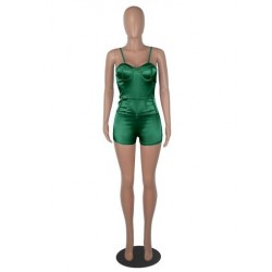 Szín: zöld XXL - Luxus női spagettipántos Bodycon játszóruhák Elegáns pánt nélküli ujjatlan egyrészes jumpsuit