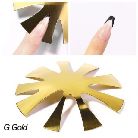 Szín: G arany - Pro 12 Style Easy French Smile Cut V vonal élvágó körömvágó mandula design köröm stencil formázó