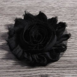 Szín: fekete klip nélkül - 10db/tétel 2,6&quot  15 színű Fashion Chic kopott sifon virágok kopott szövet virágok