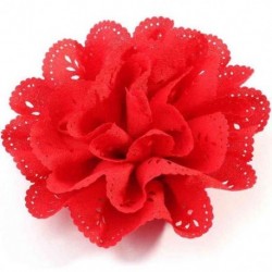 Szín: piros 1 db - 1 db 10 cm-es 20 színű divatos üreges kivirágzott fűzőlyukú hajszövet virágok puha, elegáns