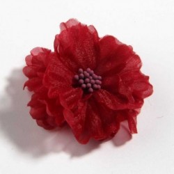 Szín: piros klip nélkül - 10 DB 5 cm-es 2&quot  új divatos virágos szövet virágok gyufával Center kézzel készített