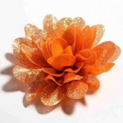 Szín: narancssárga klip nélkül - 5 db 8 cm-es divatos flitterek sima aranyporos szövet virágok fejpántokhoz Kézzel