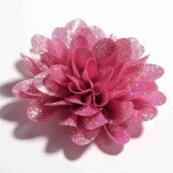 Szín: Rózsaszín klip nélkül - 5 db 8 cm-es divatos flitterek sima aranyporos szövet virágok fejpántokhoz Kézzel