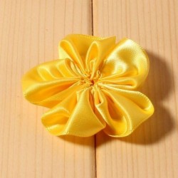 Szín: sárga - 10db/tétel 2&quot  16 színű hajkapcsok szatén szalag szirom virág hajhoz kiegészítők mesterséges fodros