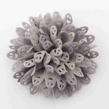 Szín: Ezüst klip nélkül - 5 DB 8,5 cm-es 3,4&quot  Beauty Handmde Fabric Virágok Hajhoz Kiegészítők Sifon hajvirág