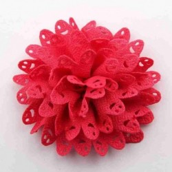 Szín: Fukszia klip nélkül - 5 DB 8,5 cm-es 3,4&quot  Beauty Handmde Fabric Virágok Hajhoz Kiegészítők Sifon hajvirág