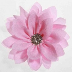 Szín: rózsaszín - 5 DB 8,5 cm-es 3,4 hüvelykes lótusz sifon virágok gombbal lányoknak fejpántok Műszövet virág