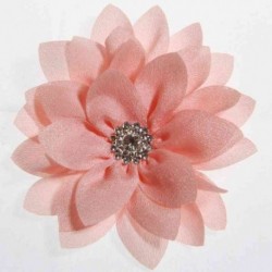 Szín: őszibarack - 5 DB 8,5 cm-es 3,4 hüvelykes lótusz sifon virágok gombbal lányoknak fejpántok Műszövet virág