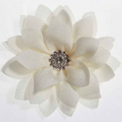 Szín: krém - 5 DB 8,5 cm-es 3,4 hüvelykes lótusz sifon virágok gombbal lányoknak fejpántok Műszövet virág