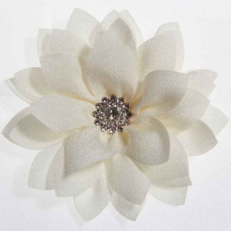 Szín: krém - 5 DB 8,5 cm-es 3,4 hüvelykes lótusz sifon virágok gombbal lányoknak fejpántok Műszövet virág