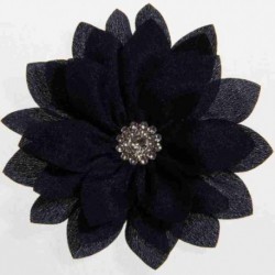 Szín: Navy - 5 DB 8,5 cm-es 3,4 hüvelykes lótusz sifon virágok gombbal lányoknak fejpántok Műszövet virág