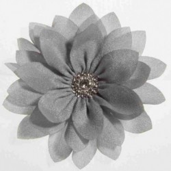 Szín: Szürke - 5 DB 8,5 cm-es 3,4 hüvelykes lótusz sifon virágok gombbal lányoknak fejpántok Műszövet virág