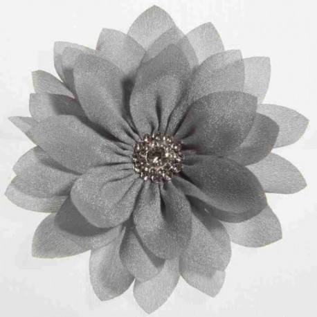 Szín: Szürke - 5 DB 8,5 cm-es 3,4 hüvelykes lótusz sifon virágok gombbal lányoknak fejpántok Műszövet virág