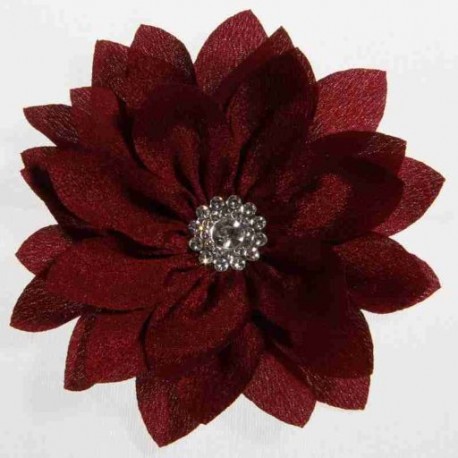 Szín: bordó - 5 DB 8,5 cm-es 3,4 hüvelykes lótusz sifon virágok gombbal lányoknak fejpántok Műszövet virág