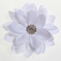 Fehér szín - 5 DB 8,5 cm-es 3,4 hüvelykes lótusz sifon virágok gombbal lányoknak fejpántok Műszövet virág