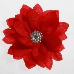 Piros szín - 5 DB 8,5 cm-es 3,4 hüvelykes lótusz sifon virágok gombbal lányoknak fejpántok Műszövet virág