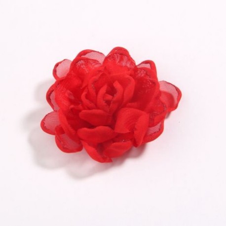 Piros szín - 5db 7cm 2,7&quot  égetett szélű sifon szövet virágok butik esküvői dekorációhoz szatén virág