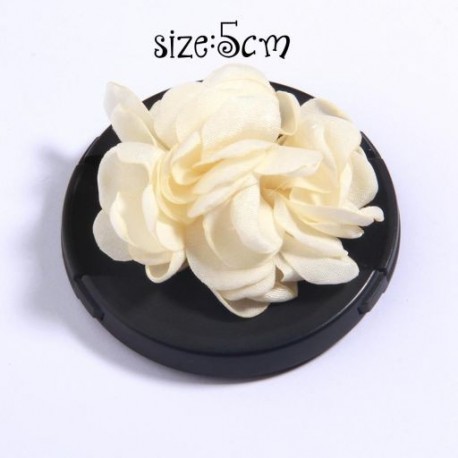 Szín: 11 - 5 db Ivory Cream Series Camellia Rose Chiffon Kézműves szövet virágok fejpántokhoz Haj Virág Kiegészítők