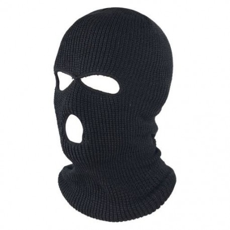 Szín: Fekete Egy méret - Teljes arcot fedő símaszk sapka 3 lyukú Balaclava Army Tactical CS szélálló kötött sapkák