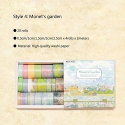 Szín: 4. stílus - 20 tekercs Washi szalag matricák barkácsolás dekoratív Washie vintage táj akvarell scrapbooking