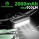 Fehér szín - OFFBONDAGE Kerékpár lámpa első 900 Lumen kerékpáros lámpa 2000 mAh vízálló zseblámpa USB töltő MTB