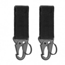 Szín: 2 db fekete - 2db Taktikai akasztócsat Molle Nylon heveder karabiner öv háromszög kulcstartó kültéri hegymászó