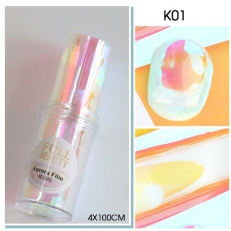 Szín: K01 Palack - Aurora Nails üvegfólia fólia jégkocka köröm nyári dekor holografikus matrica gyémánt szerelem szív