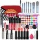 Szín: POP004 - Sminkkészletek Full Beauty Natural rúzs szemhéjpúder szemöldökceruza ajakfény alapozó sminkecset púder