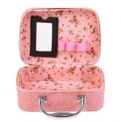Szín: rózsaszín - Mini egyszínű kézitáska tükör többfunkciós női cipzáras smink fürdőszervező tárolótasak