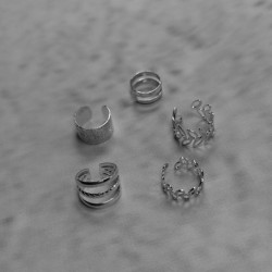 Fém szín: 39 ezüst - Divatlevelek fülmandzsetta fekete, nem áttörő fülkapcsok hamis porcos fülbevalók csíptetős