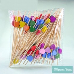 Szín: Fruit Picks-01 - 100 db 12 cm eldobható bambusz gyümölcs csákány koktél dekoráció fogpiszkáló saláta szendvics