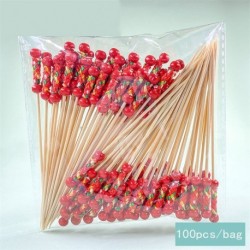 Szín: Fruit Picks-15 - 100 db 12 cm eldobható bambusz gyümölcs csákány koktél dekoráció fogpiszkáló saláta szendvics