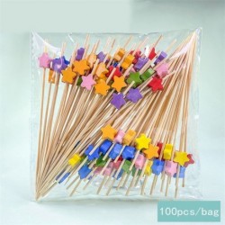 Szín: Fruit Picks-16 - 100 db 12 cm eldobható bambusz gyümölcs csákány koktél dekoráció fogpiszkáló saláta szendvics