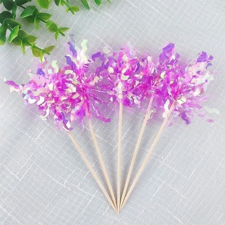 Szín: rózsa - Csillogó Boldog Születésnapi Tortafedő Színes Tűzijáték Bojtok Cupcake Topper Esküvői Babazuhany