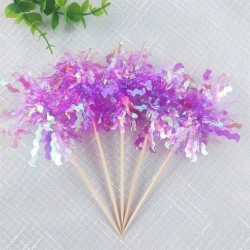 Szín: lila - Csillogó Boldog Születésnapi Tortafedő Színes Tűzijáték Bojtok Cupcake Topper Esküvői Babazuhany Sütés