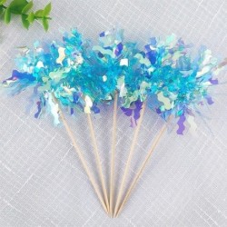 Szín: kék - Csillogó Boldog Születésnapi Tortafedő Színes Tűzijáték Bojtok Cupcake Topper Esküvői Babazuhany Sütés