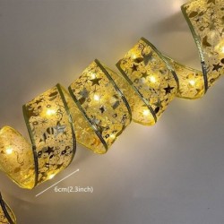 Szín: 10M 100LED - 10M karácsonyi LED szalag karácsonyfadísz, kétrétegű csipke íjak tündérfüzérek fények Navidad