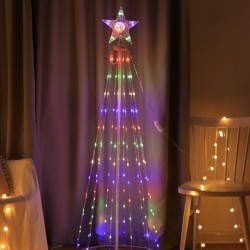 Szín: Többszínű - 12x2M 193LED vízesés függöny jégcsap füzér fény esküvői buli kert karácsonyfa teteje csillag