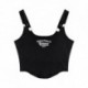 Szín: Fekete Hímzett - Női Ujjatlan Crop Top felsők Szexi Mellénybetűs Y2K Egyszínű rövid Női T-shirt Camisole Crop